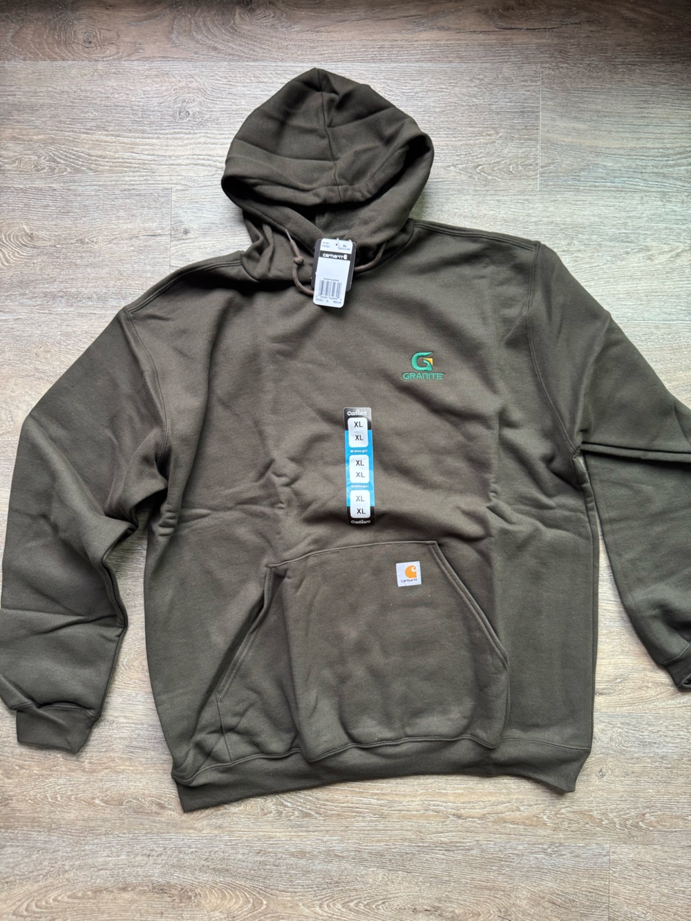 NEW Carhartt Olive Green hoodie with Granite embroidered logo - Picture 3 of 5